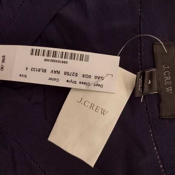 NWT J.Crew Long Sleeve Navy bluye Sheer Blouse - Picture 2 of 5